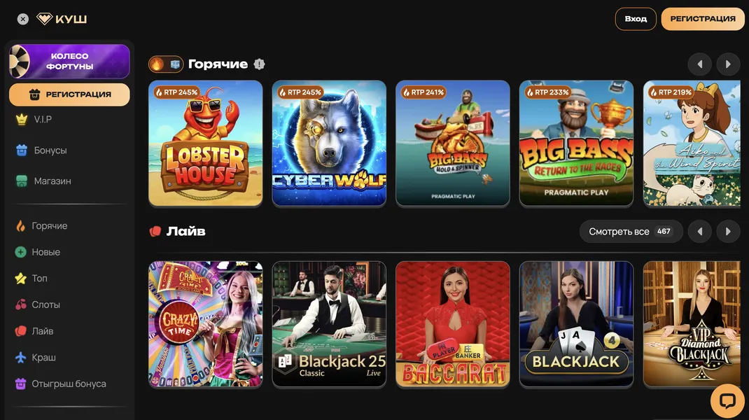 Куш Казино играть онлайн: возможности и интерфейс